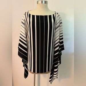 Vince Camuto Black & White Stripe Poncho style top.